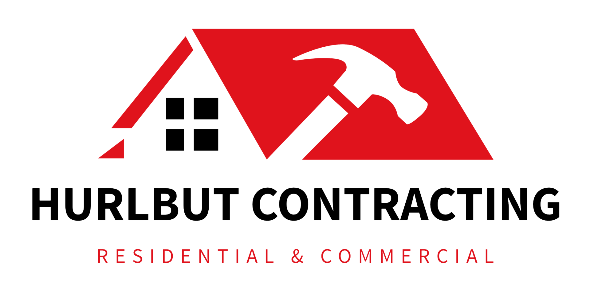 Hurlbut Contracting logo with red roof and hammer icon, “Residential & Commercial” tagline