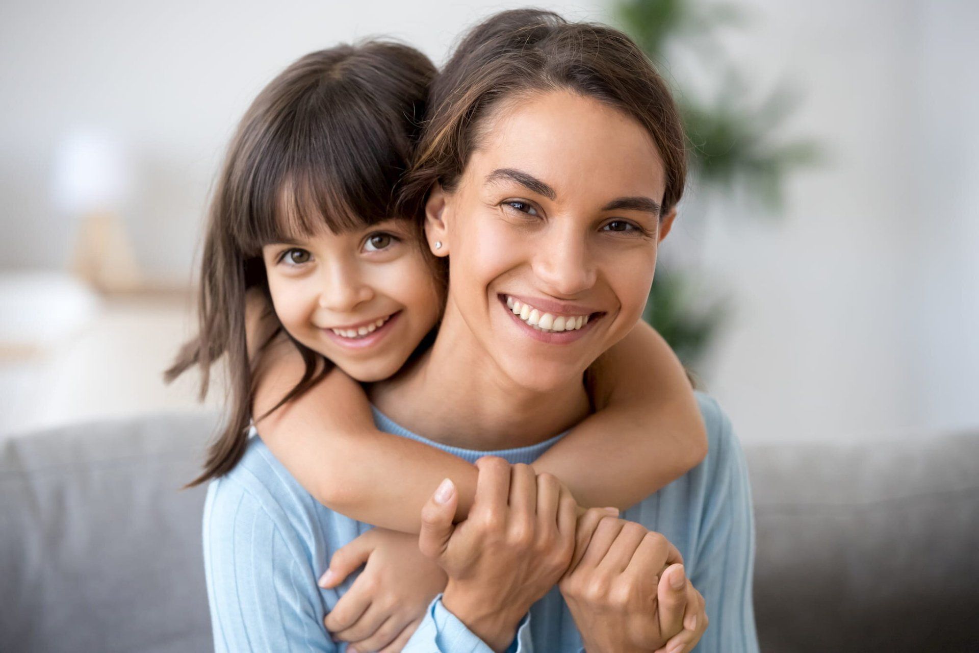Mom and Daughter Smiling