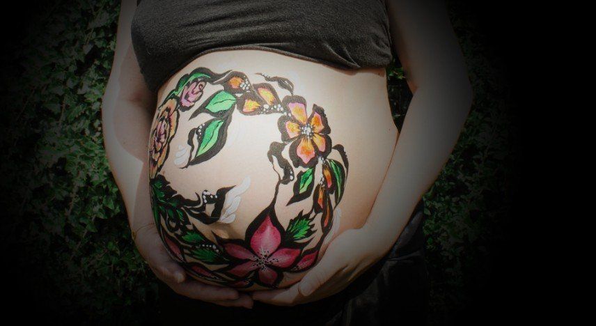 schminksterren schmink Belly paint bloemen