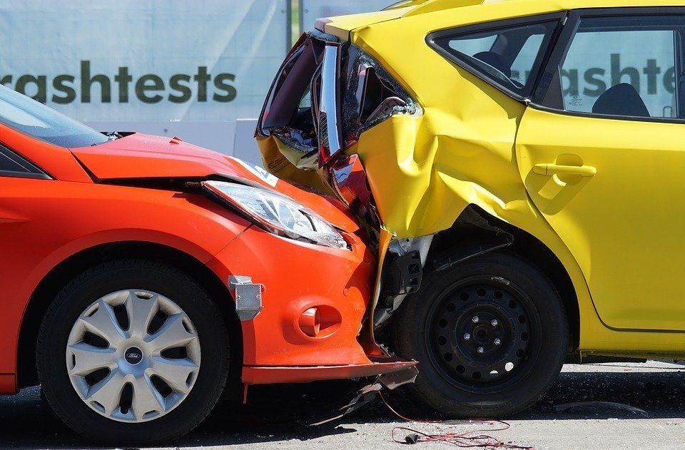 Two cars colliding in an accident