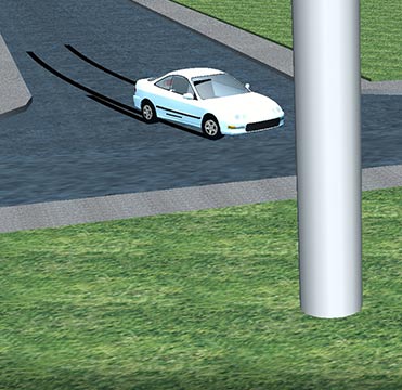 A digital collision reconstruction of a car skidding on the road in Toronto, ON
