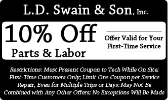 10% Off Parts & Labor,Offer Valid for Your First-Time Service. Restrictions: Must Present Coupon to Tech While On-Site; First-Time Customers Only; Limit One Coupon per Service Repair, Even for Multiple Trips or Days; May Not Be Combined with Any Other Offers; No Exceptions Will Be Made 10% Off Parts & Labor,Offer Valid for Your First-Time Service. Restrictions: Must Present Coupon to Tech While On-Site; First-Time Customers Only; Limit One Coupon per Service Repair, Even for Multiple Trips or Days; May Not Be Combined with Any Other Offers; No Exceptions Will Be Made