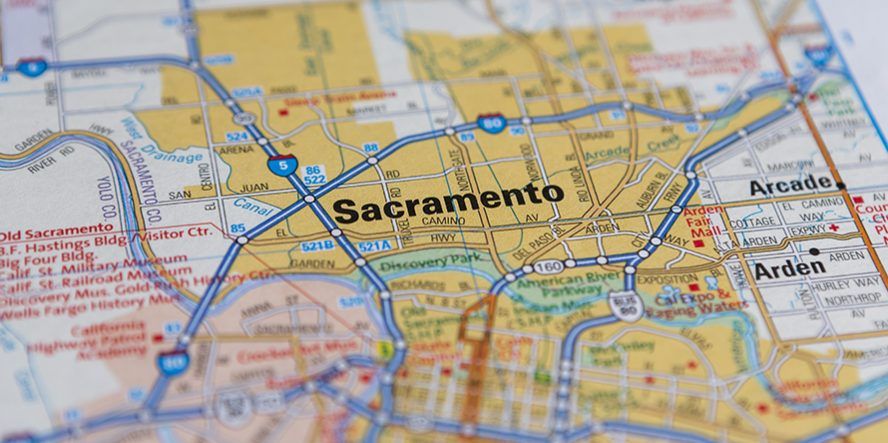 Sacramento on a map