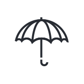 Umbrella icon, open and viewed from below.
