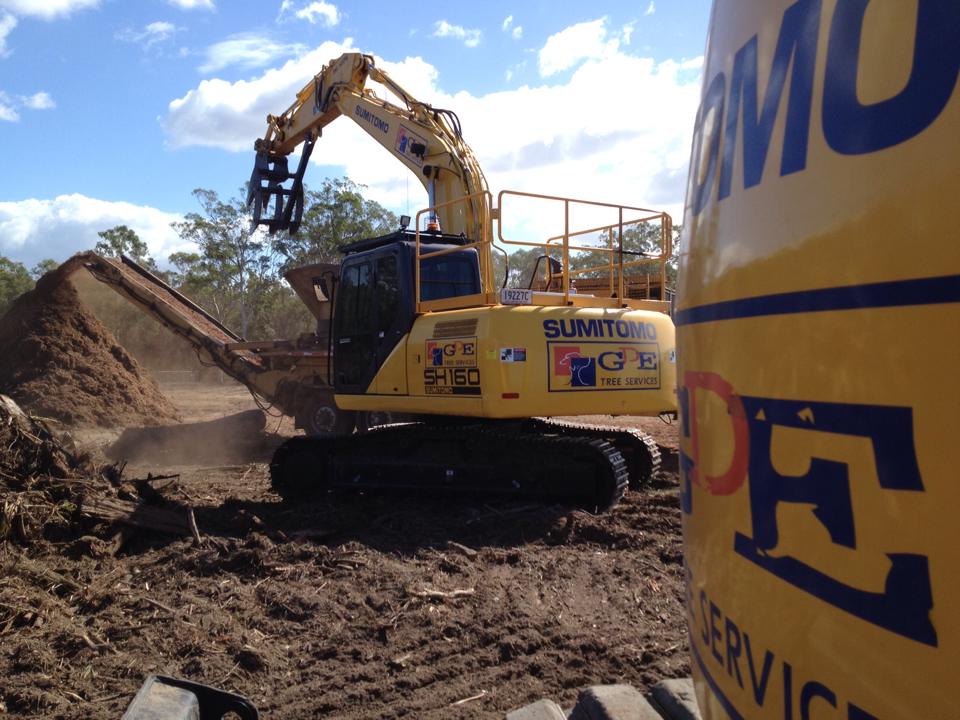 excavator clearing trees