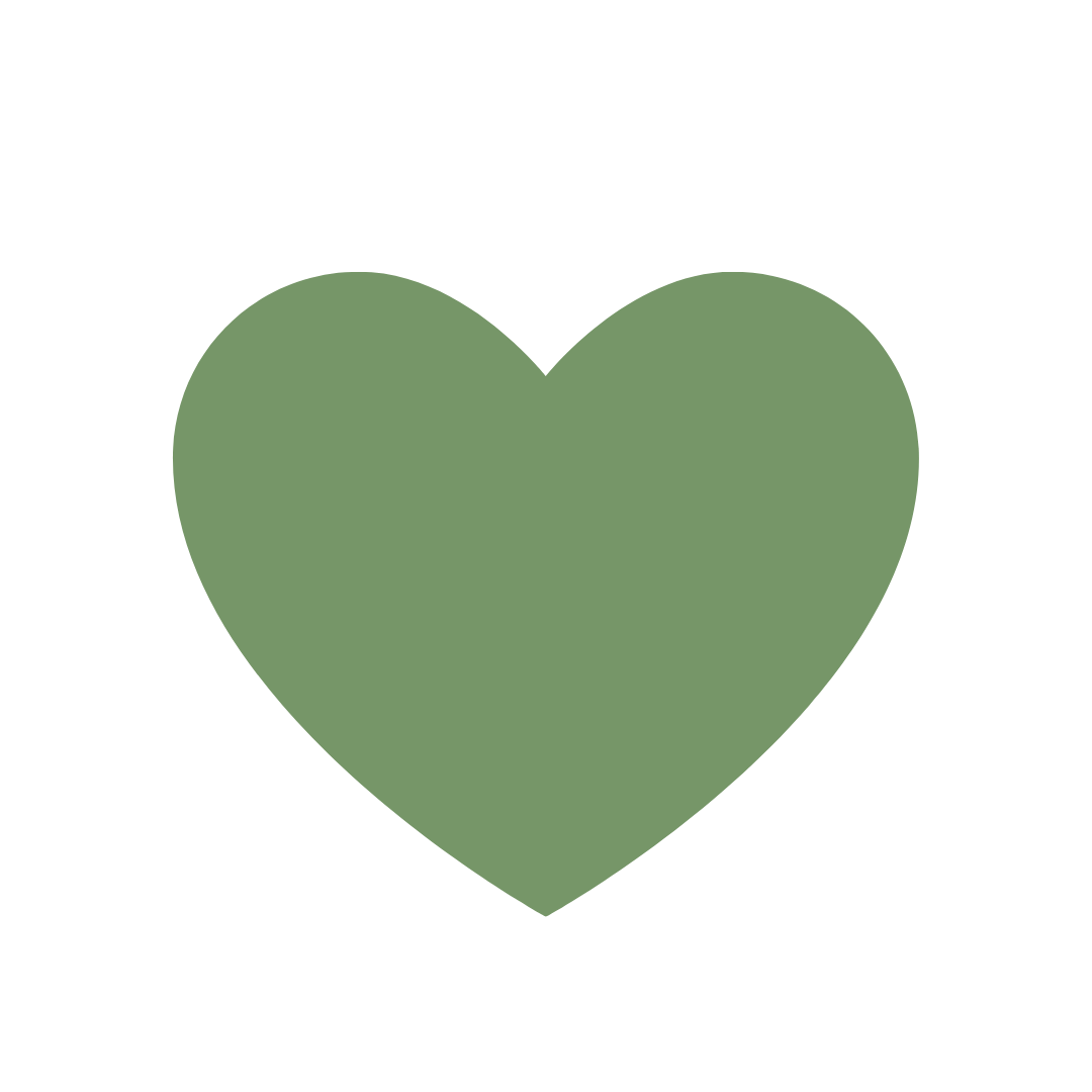 Green heart icon on a white background