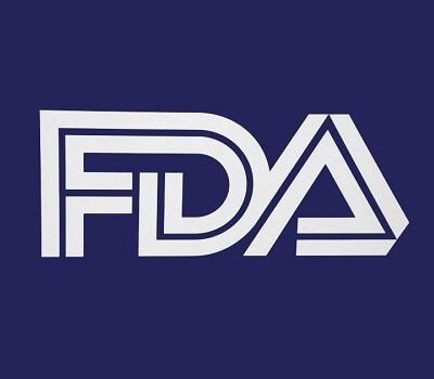 FDA logo in white on a dark blue background