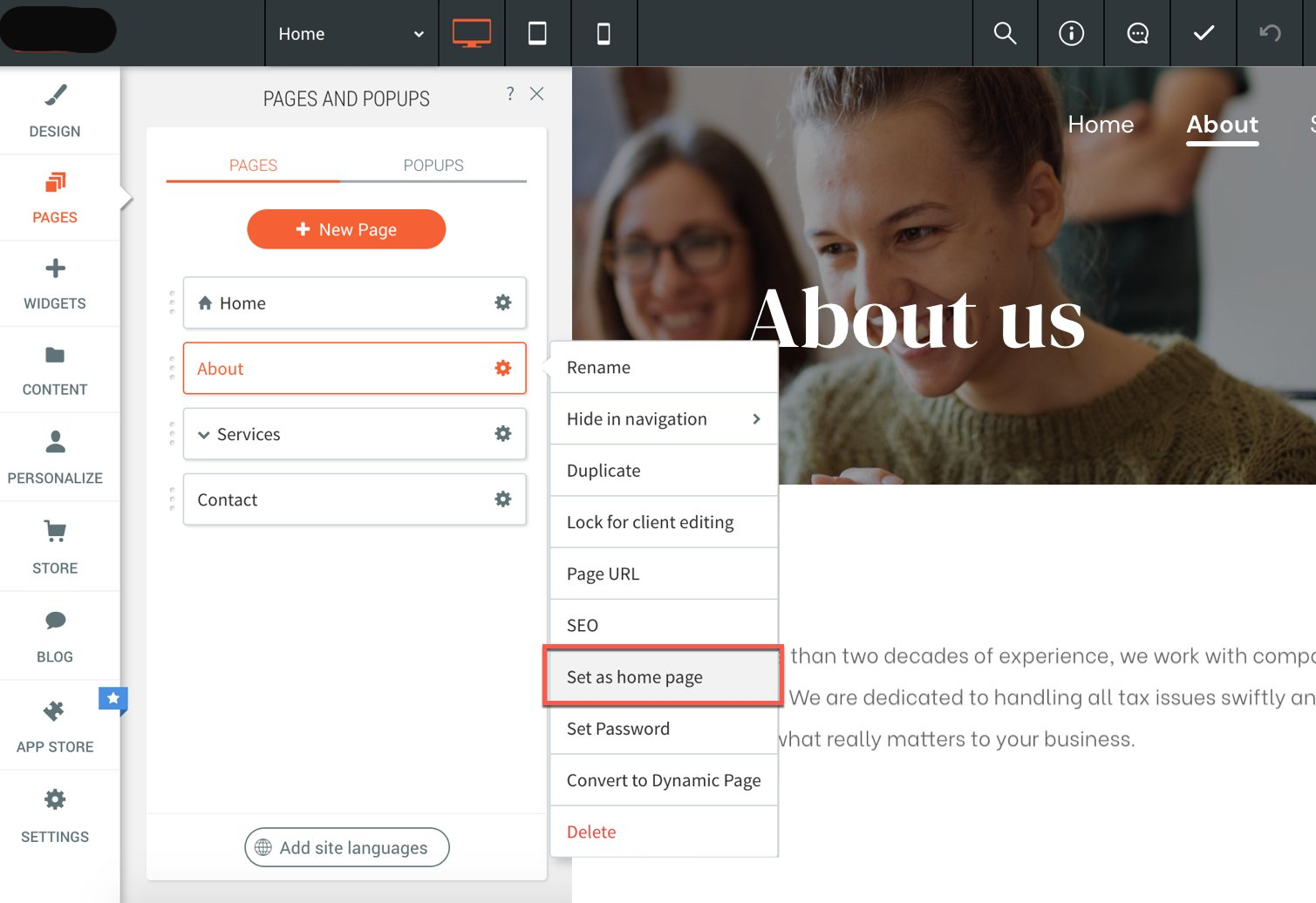 set as homepage