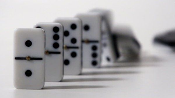 mengatur domino pemain mengawasi kartu