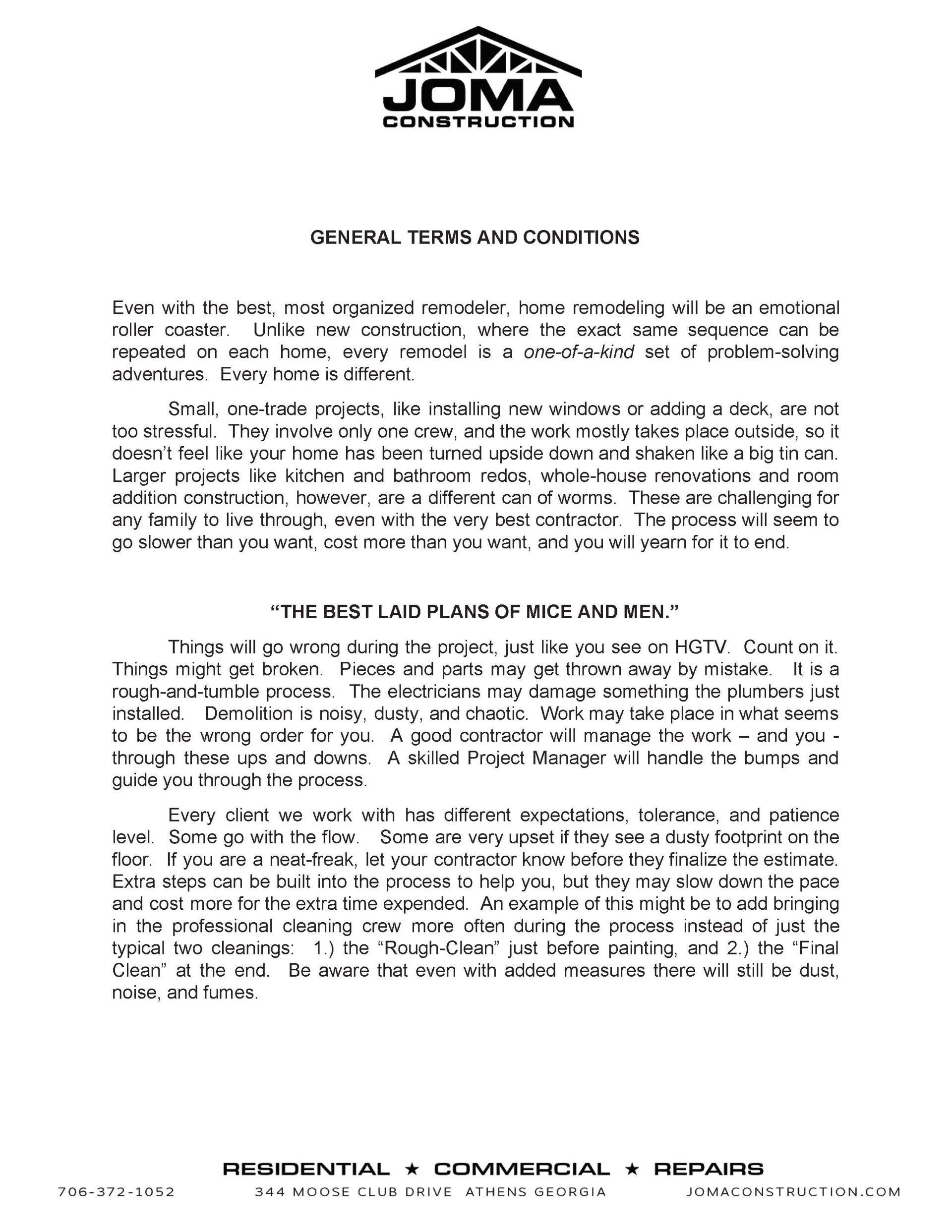 JOMA Terms and Conditions PDF