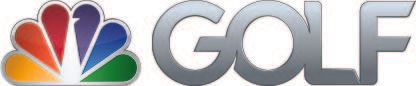 NBC Golf logo with colorful peacock icon and silver “GOLF” text