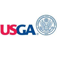 USGA logo in red and blue beside the United States Golf Association seal