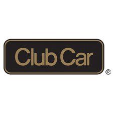 Club Car logo in gold on a dark brown rounded rectangle background