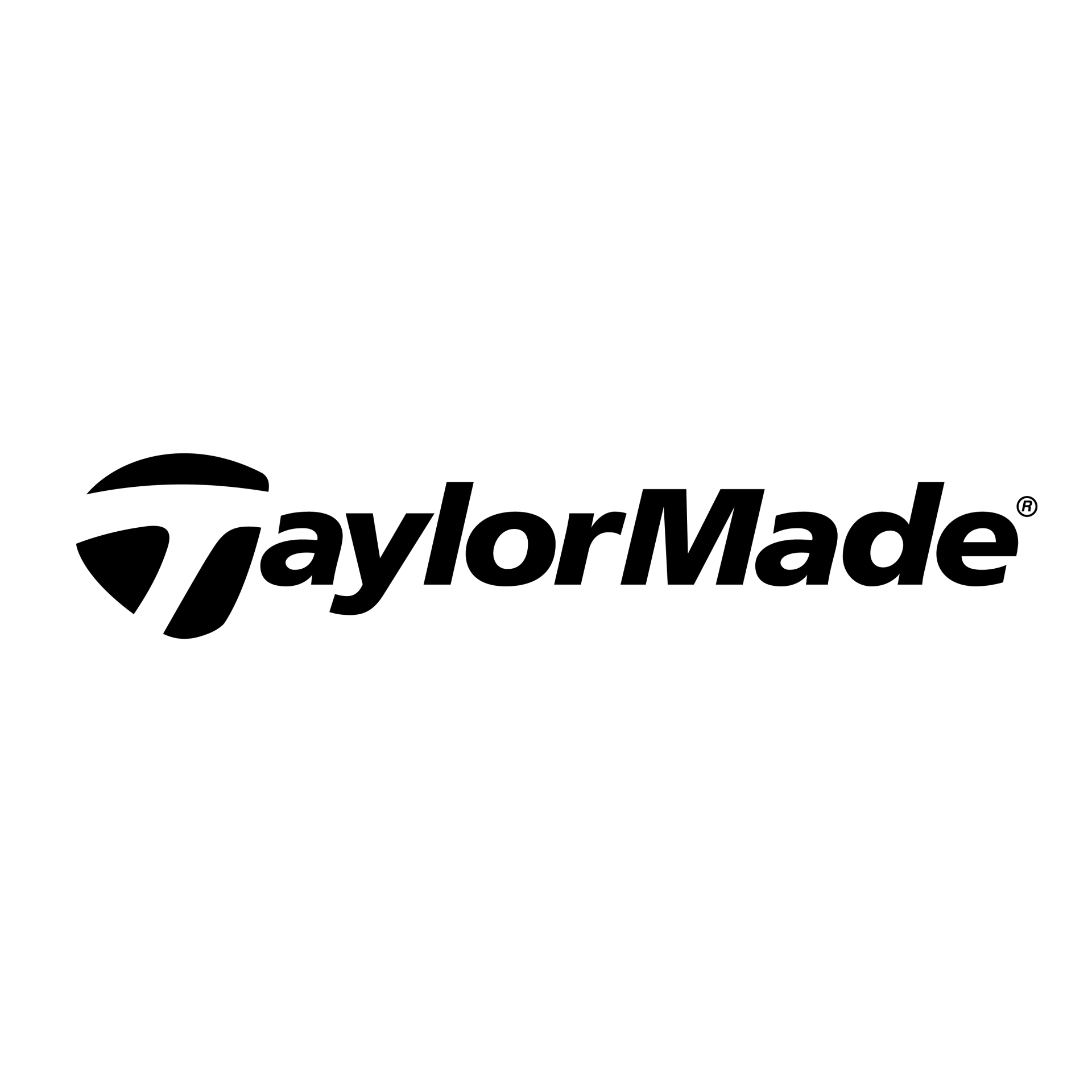 TaylorMade black logo on a white background