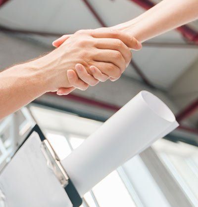 Handshake with a client in Rochester, NY
