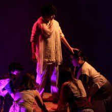 Student performers on stage during Children of Eden