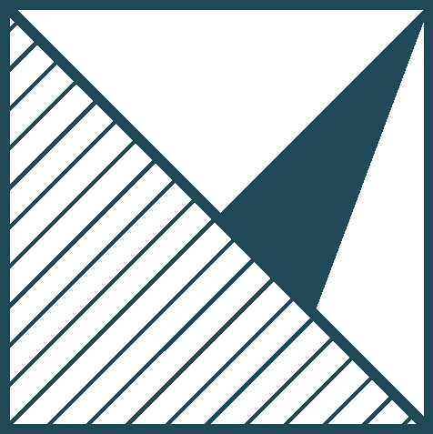 A blue and white striped square with a triangle in the middle.