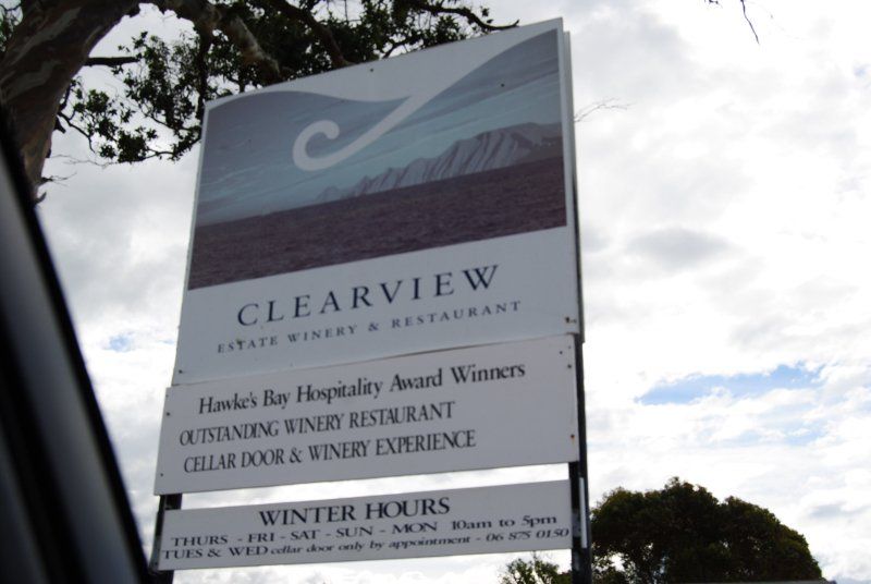 A sign for clearview estate winery and restaurant