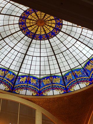 A dome with a stained glass design on it
