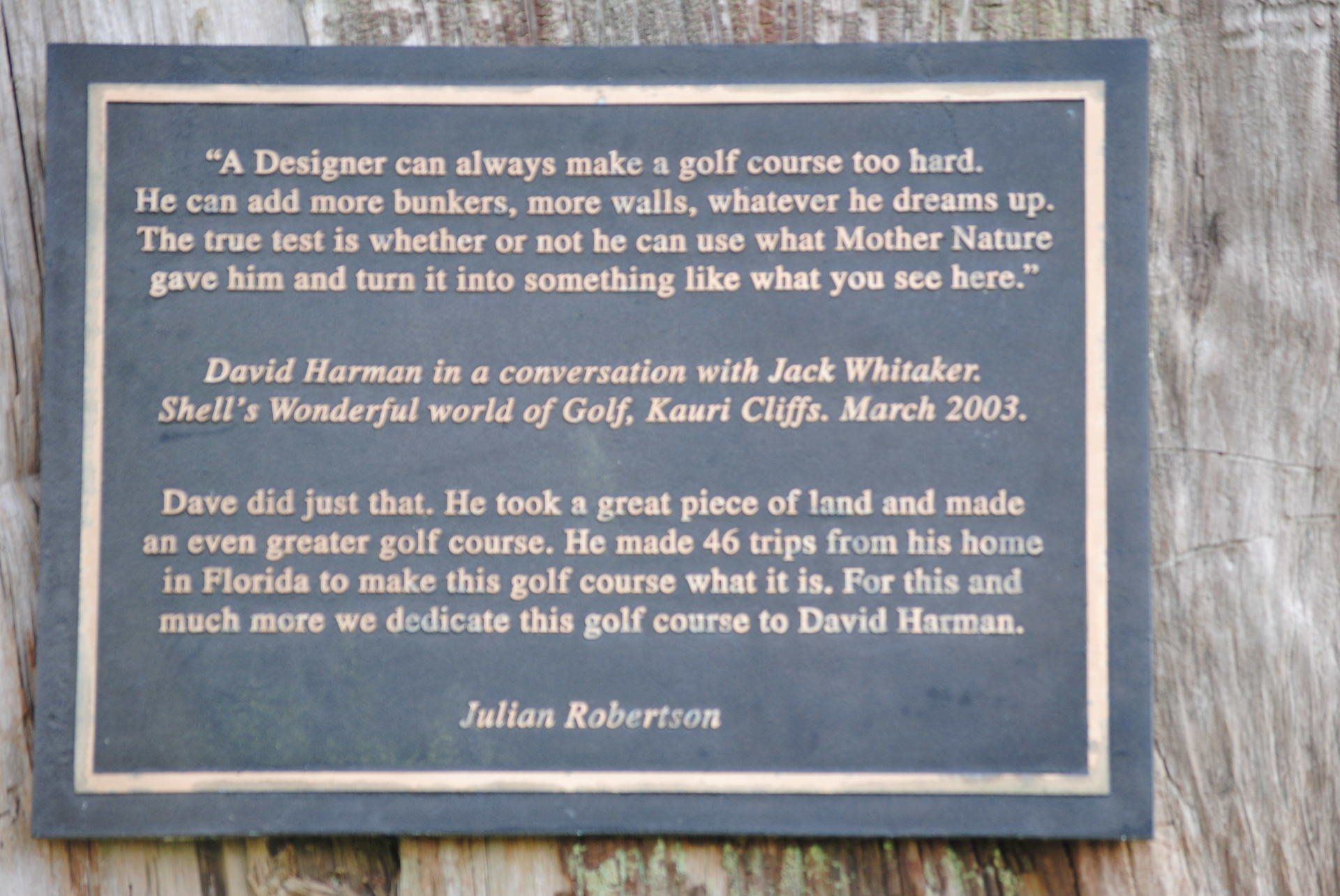 A plaque that says 