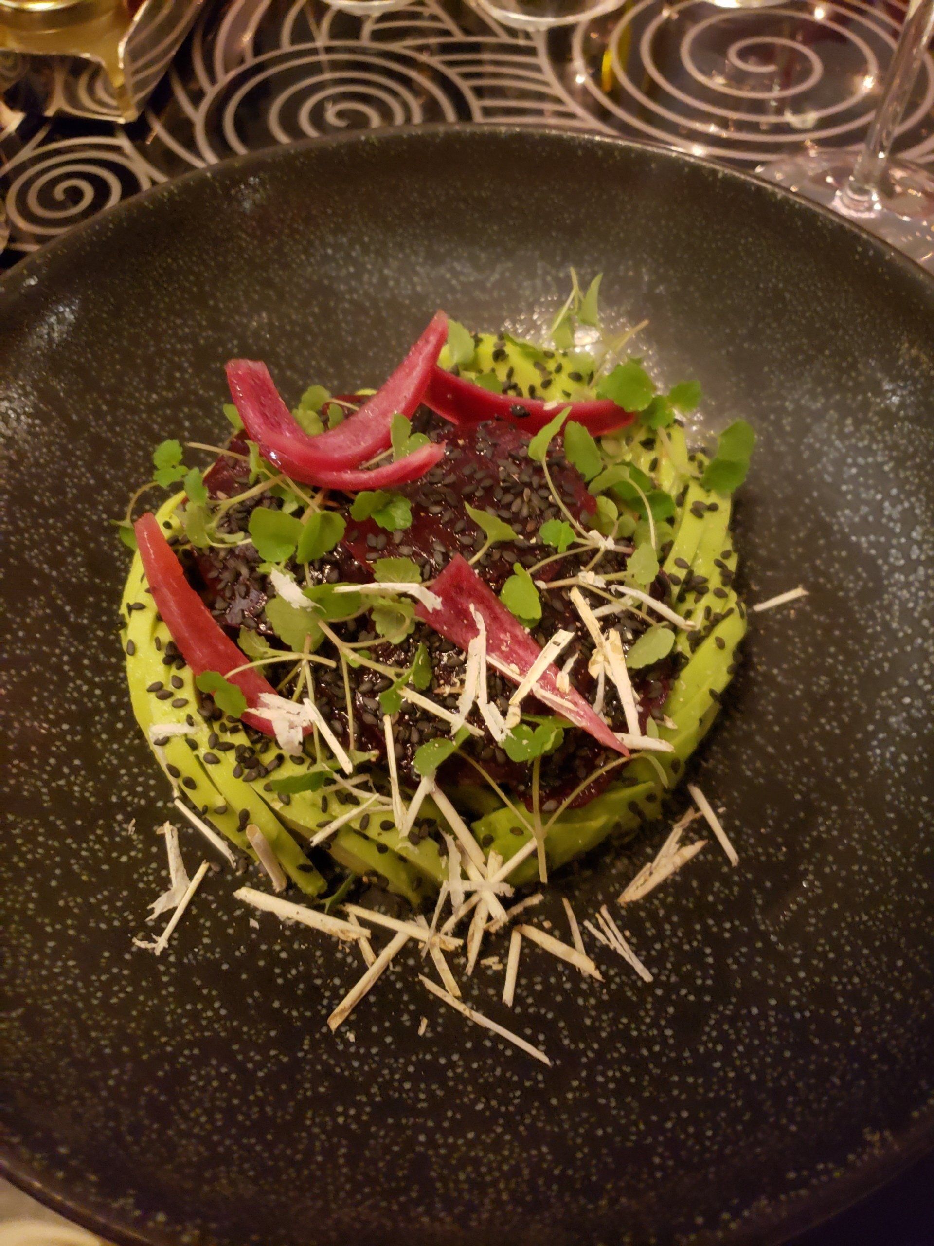 A close up of a plate of food on a table