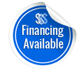 A blue sticker that says `` financing available '' on it.