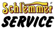 Logo für Schlemmer Service: „Schlemmer“ in Gelb und Rot, darüber „SERVICE“ in Schwarz.