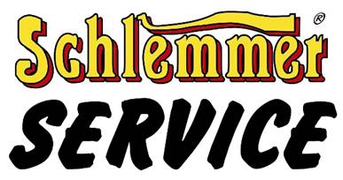 Logo für Schlemmer Service: „Schlemmer“ in Gelb und Rot, darüber „SERVICE“ in Schwarz.