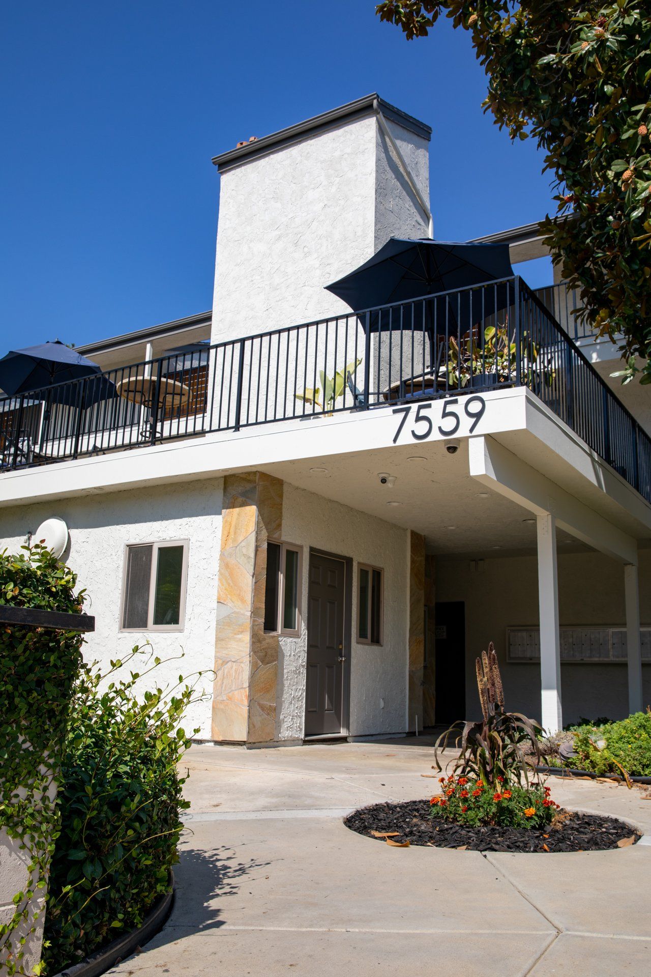 A white building with the number 7559 on it