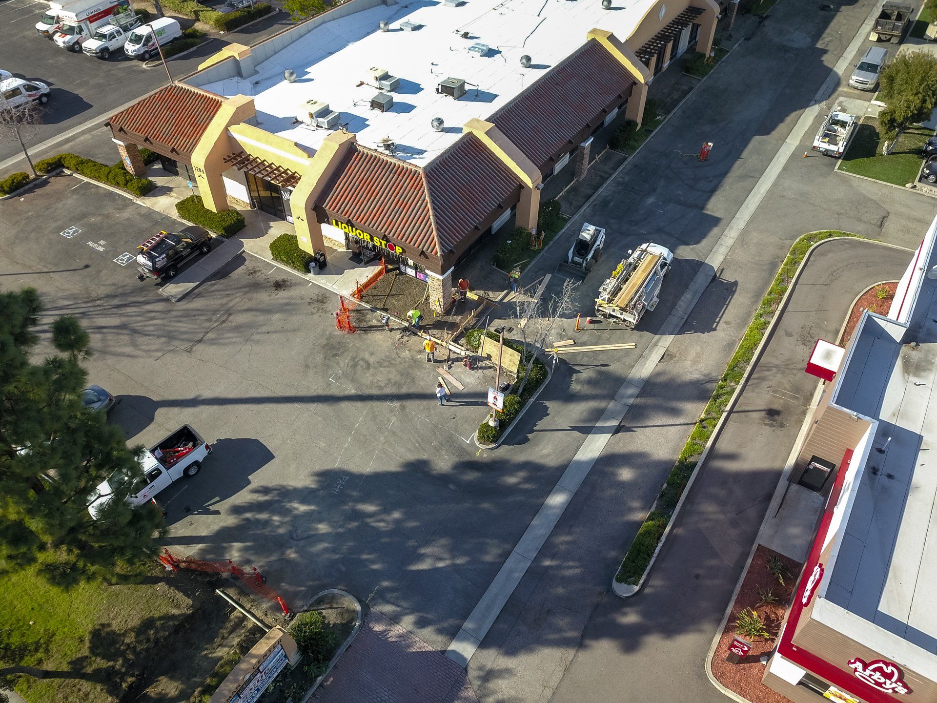 An aerial view of a burger king restaurant