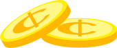 Two golden coins with a