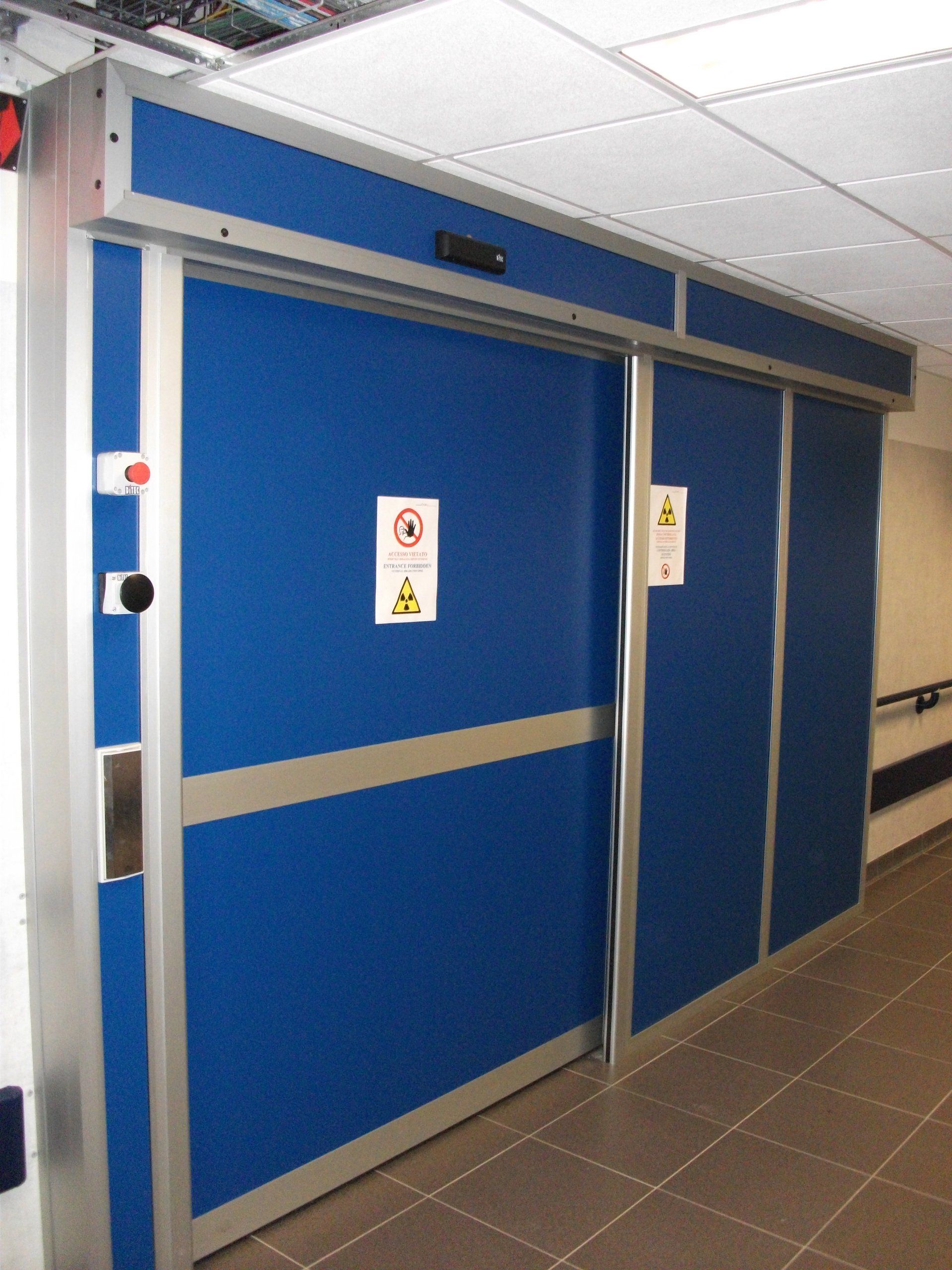 Porta scorrevole schermata automatica blu
