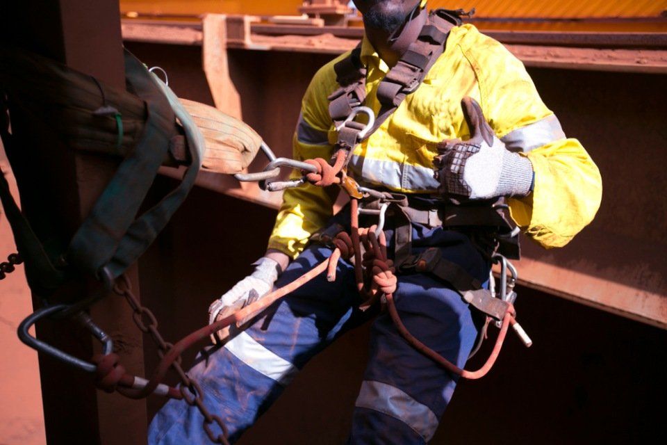 electrician working on a power line