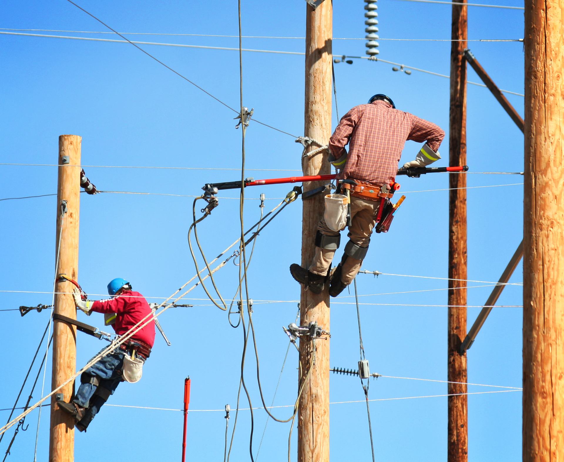 maintenance work on electrical power line in progress