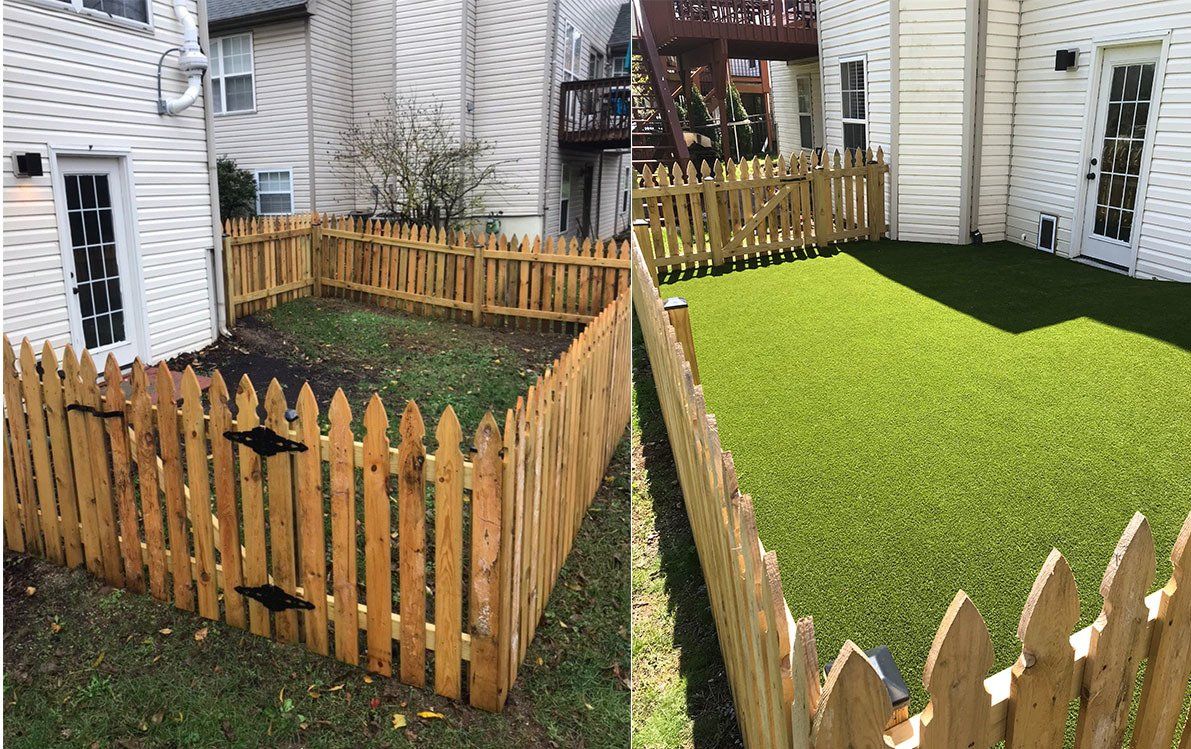 Before And After Fence And Artificial Grass – Lexington, KY – Mow-Mow’s Family Landscaping Before And After Fence And Artificial Grass – Lexington, KY – Mow-Mow’s Family Landscaping
