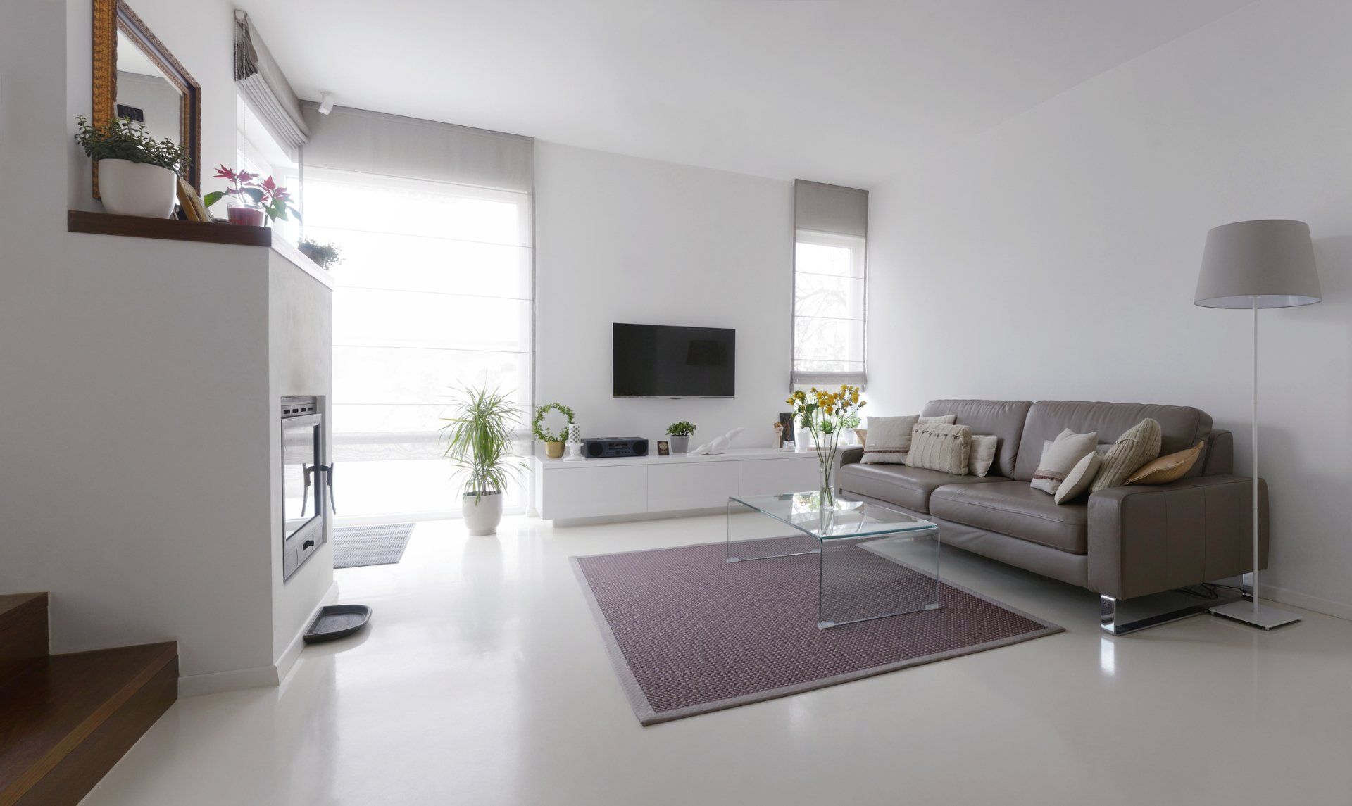 Residential Interior Painting — Living Room Painted With White in Vermilion, OH Residential Interior Painting — Living Room Painted With White in Vermilion, OH
