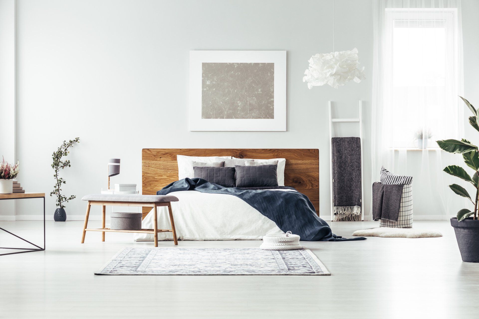 Residential Painting — Bedroom Painted With White And Pale Blue in Vermilion, OH