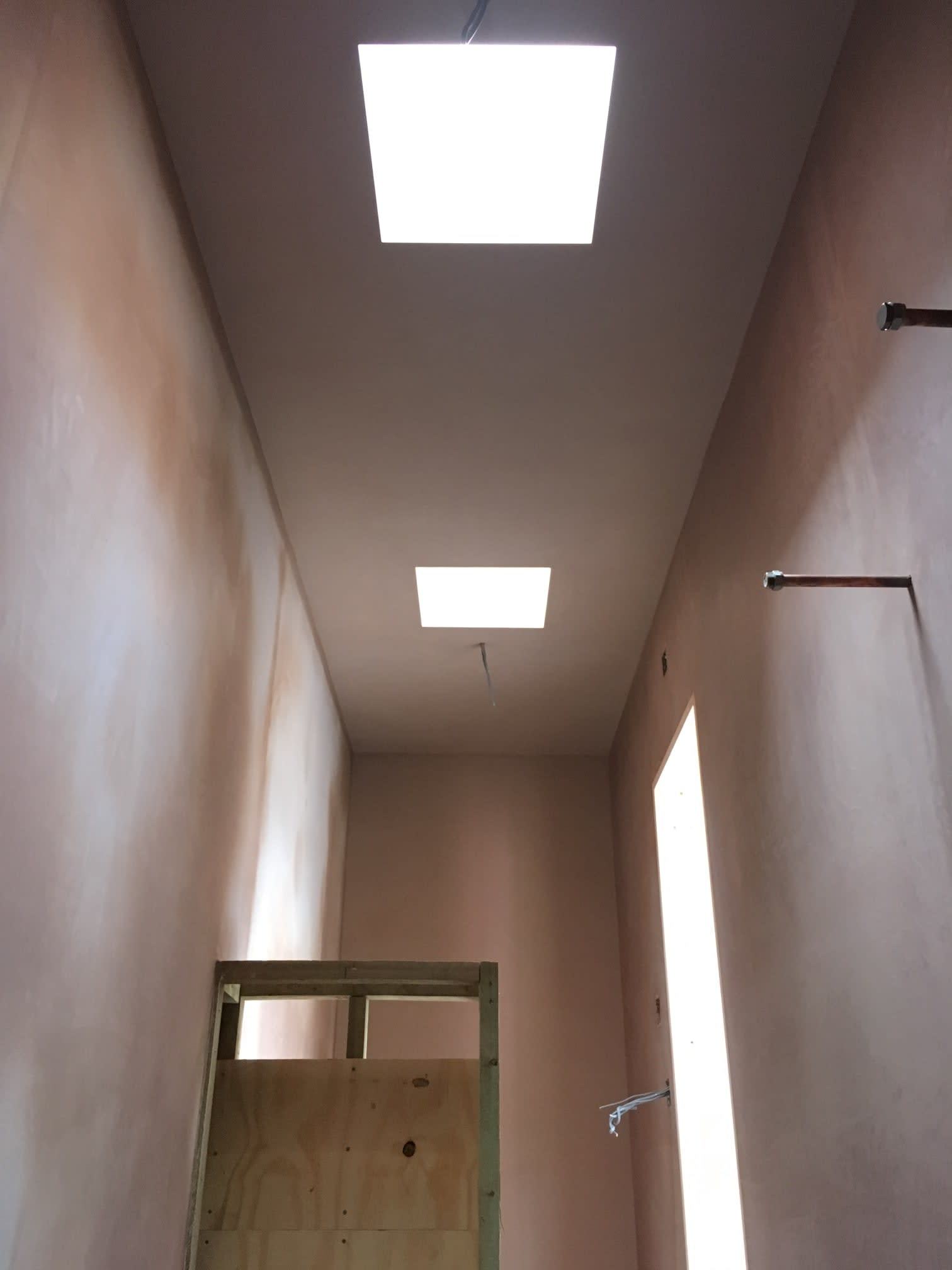 Hallway with fresh plaster