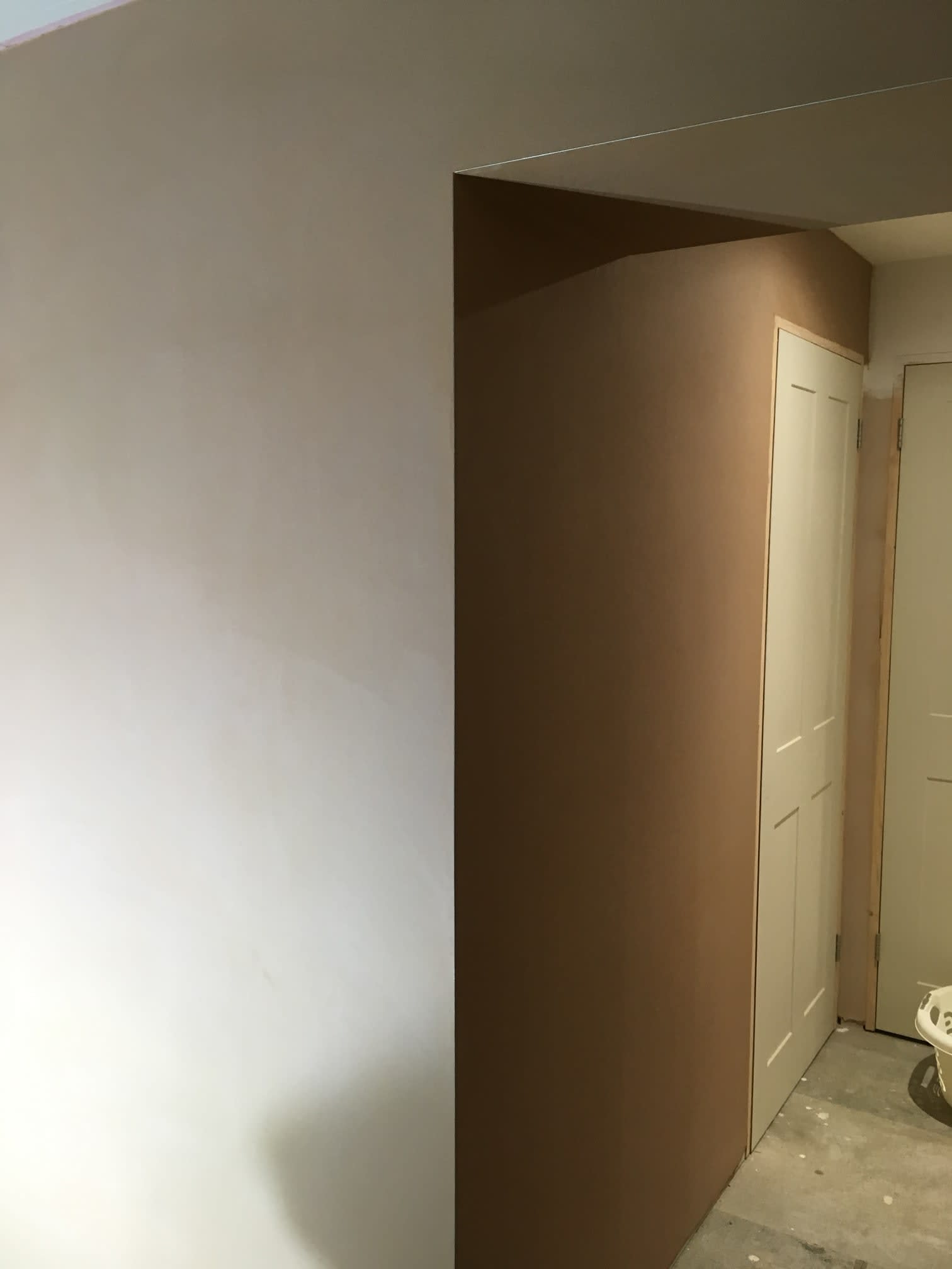Landing with fresh plaster
