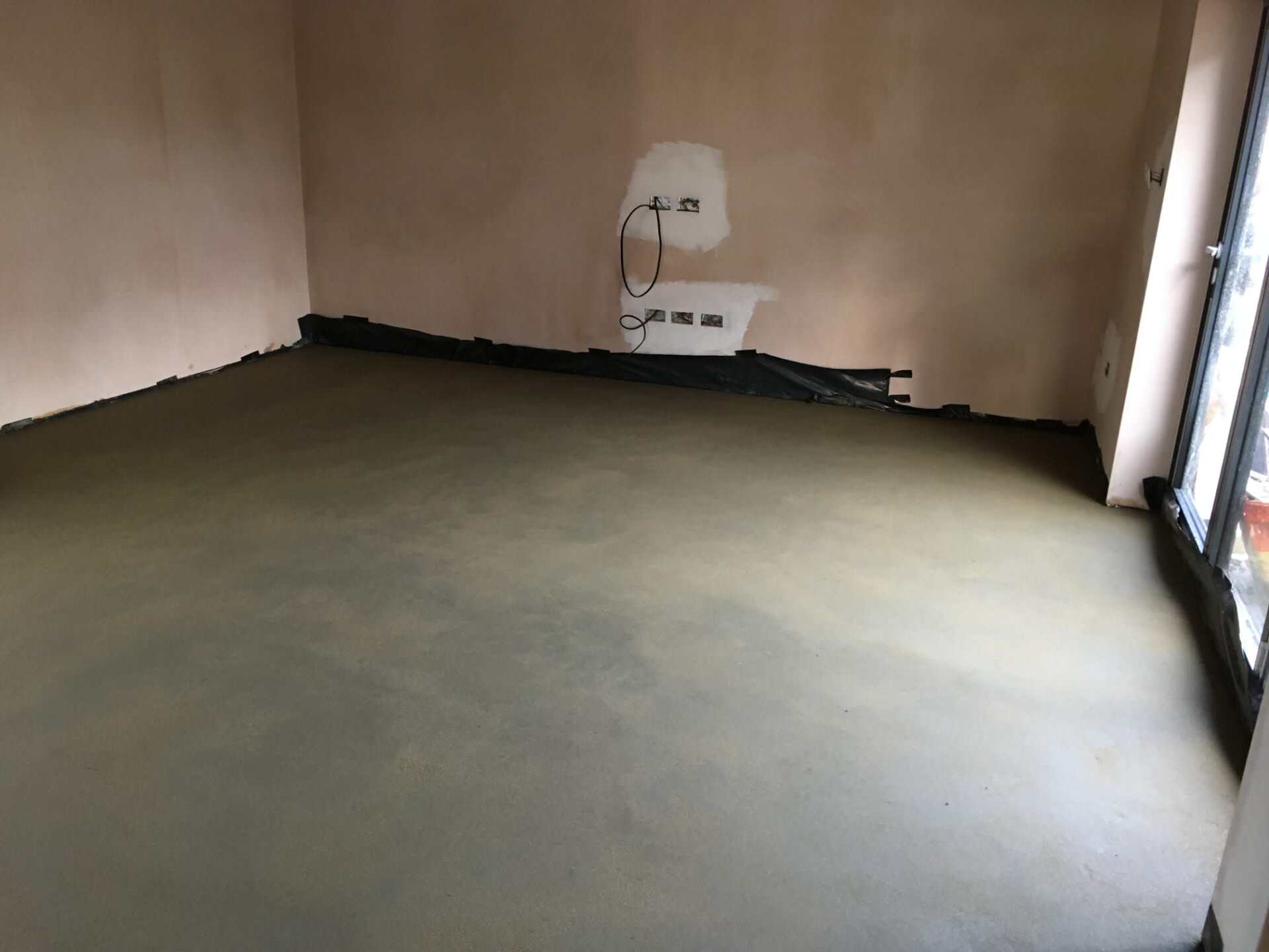 New plaster on floor