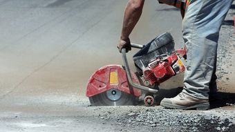 cutting asphalt