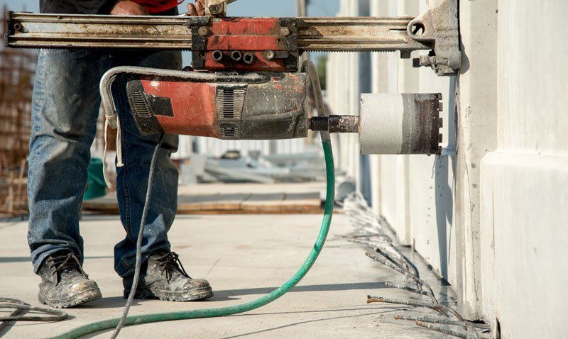 core drill on concrete wall