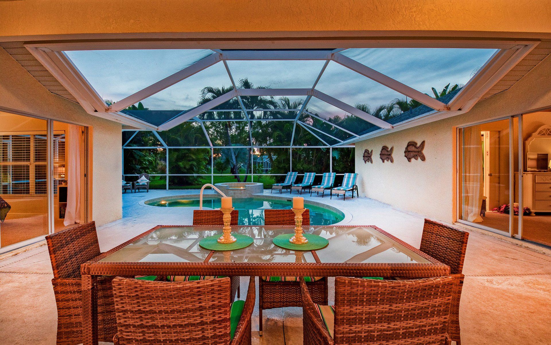 Lanai with outdoor dining area at Naples Lake View, Florida