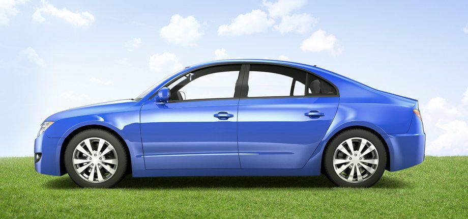 A blue car