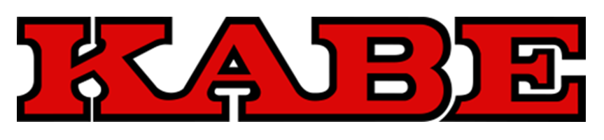 KABE logo in red letters with black outline.