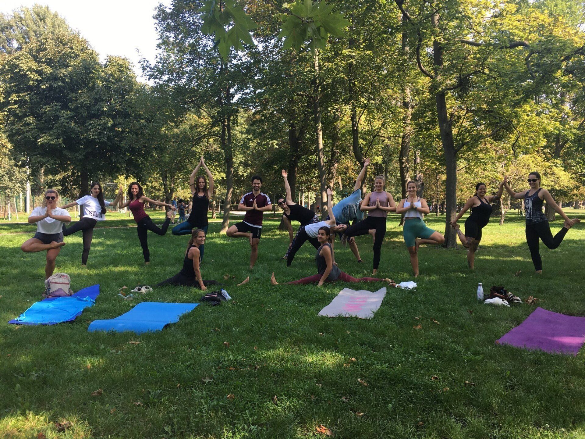 fresh air, walking barefoot on the grass, sun energy and yoga together best outdoor yoga spot in Vienna is Jesuitenwiese