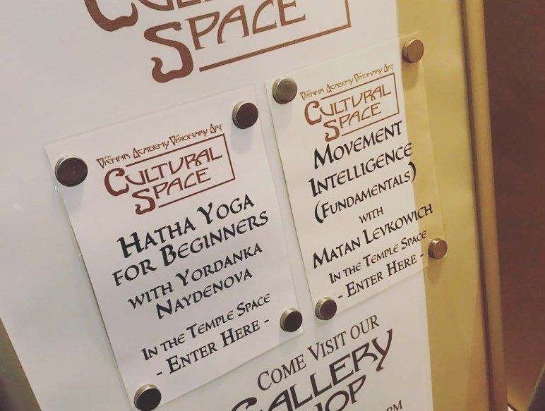 Temple Space was one of the two beautiful yoga rooms in the Cultural Space hatha yoga for beginners with a beginner teacher