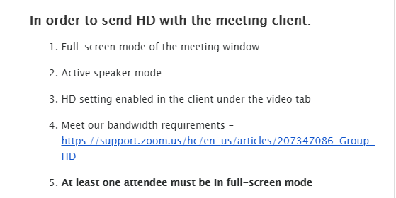 hd video on zoom requirements