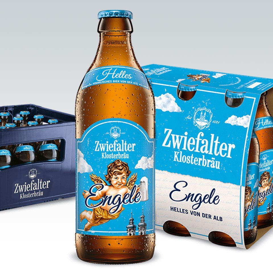 Zwiefalter Klosterbraeu Kasten, 330 ml Euroflasche und Sixpack mit Engele Bier