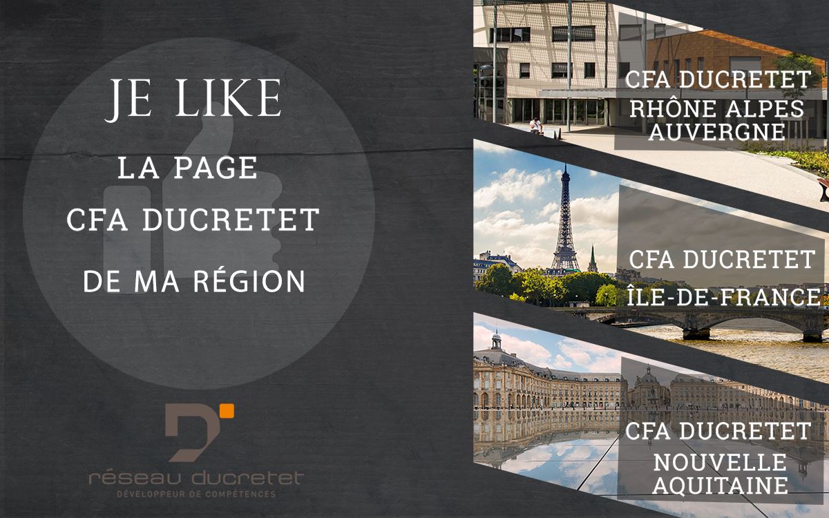 A sign that says je like la page cfa ducretet de ma region